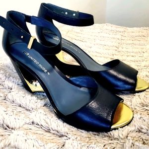 United Nude Metallic Sandal Wedge Heels